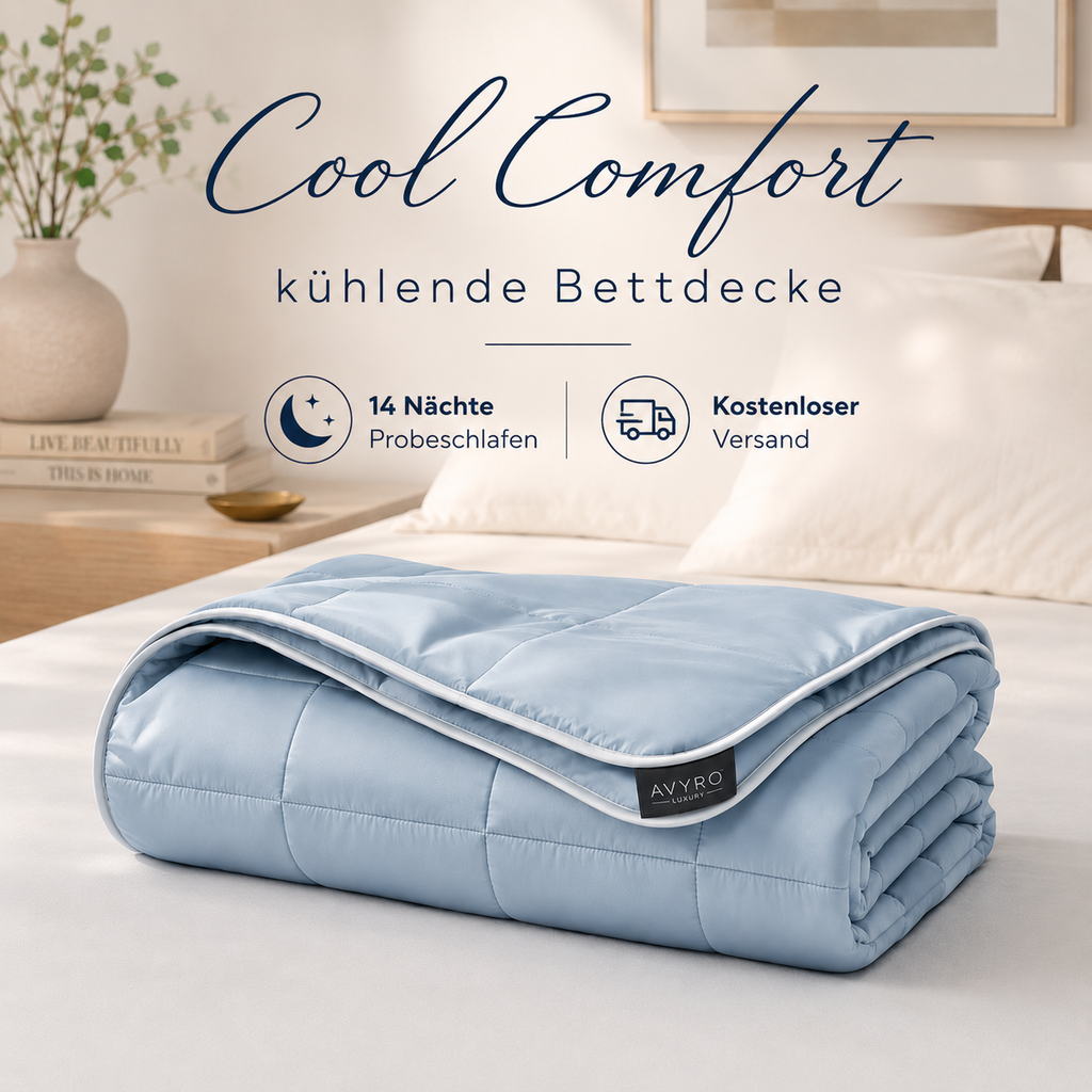 Avyro CoolComfort™ kühlende Bettdecke für schweißfreie Nächte