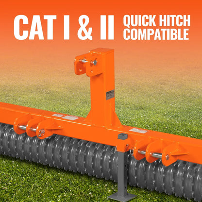 84" Cultipacker with 37 Ductile Iron Wheels,  Scraper Bar Included,  Category 1 and 2,  3 Point Hitch Tractor Attachment,  TCP1084