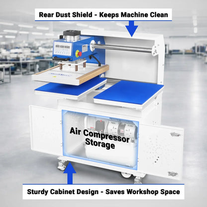 16x24 Inch Commercial Pneumatic Dual Platen Heat Press - Auto Lift Sublimation Transfer Machine with Storage Base Cabinet (110V 1650W)