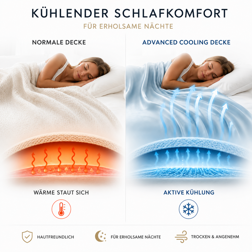 Avyro CoolComfort™ kühlende Bettdecke für schweißfreie Nächte