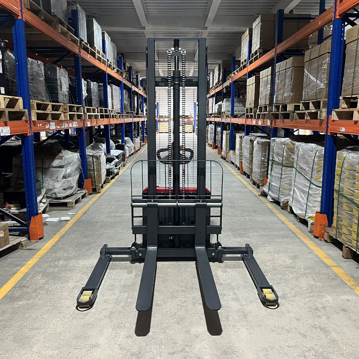3300lbs Electric Straddle Stacker,  98" Lift,  Adjustable Legs & Forks,  F33-98SLA