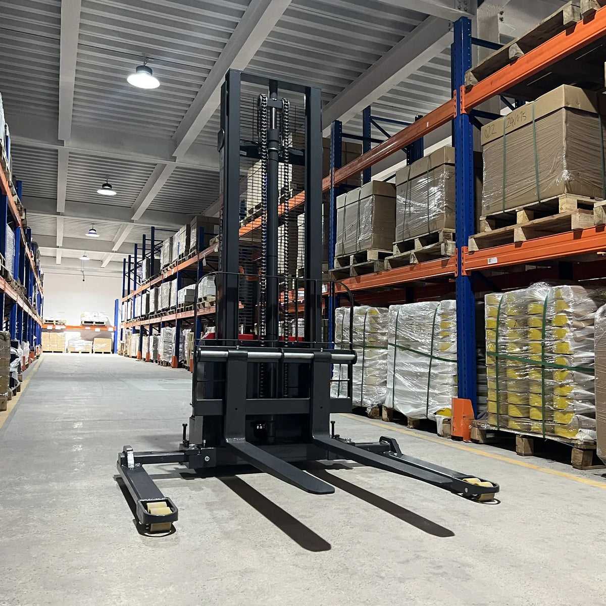3300lbs Electric Straddle Stacker,  138" Lift,  Adjustable Legs & Forks,  F33-138SLA