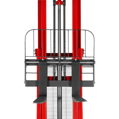3300lbs Semi-Electric Straddle Stacker,  138" Lift,  Adjustable Legs & Forks,  S33-138S