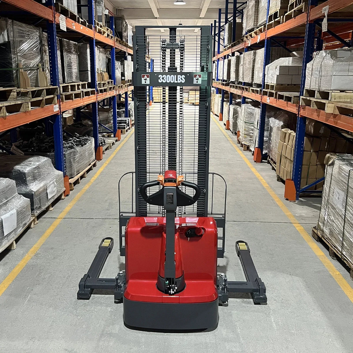 3300lbs Electric Straddle Stacker,  138" Lift,  Adjustable Legs & Forks,  F33-138SLA